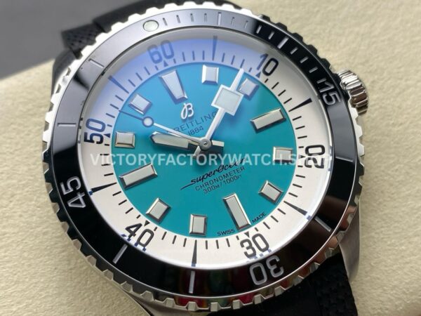 TF Factory Breitling Superocean A17376211L2S1 44mm Black Rubber Strap  Black Bezel Light Blue Dial