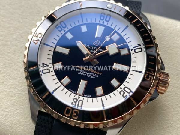 TF Factory Breitling Superocean U17375211B1S1 44mm Half Rose Gold Black Rubber Strap Black Bezel Black Dial