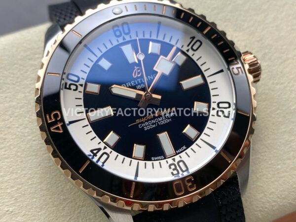 TF Factory Breitling Superocean U17375211B1S1 44mm Half Rose Gold Black Rubber Strap Black Bezel Black Dial
