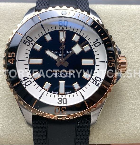 TF Breitling Superocean U17375211B1S4 rose gold black dial rubber strap