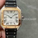 THB Factory Cartier Santos W2SA0009 39.8mm Steel Rubber Strap Roman Numerals Silver Dial (1) THB Factory Cartier Santos W2SA0009 silver dial rubber strap