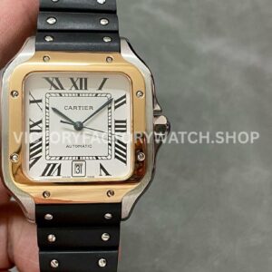 THB Factory Cartier Santos W2SA0009 silver dial rubber strap