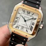 THB Factory Cartier Santos W2SA0009 39.8mm Steel Rubber Strap Roman Numerals Silver Dial (10) THB Factory Cartier Santos W2SA0009 39.8mm Steel Rubber Strap Roman Numerals Silver Dial