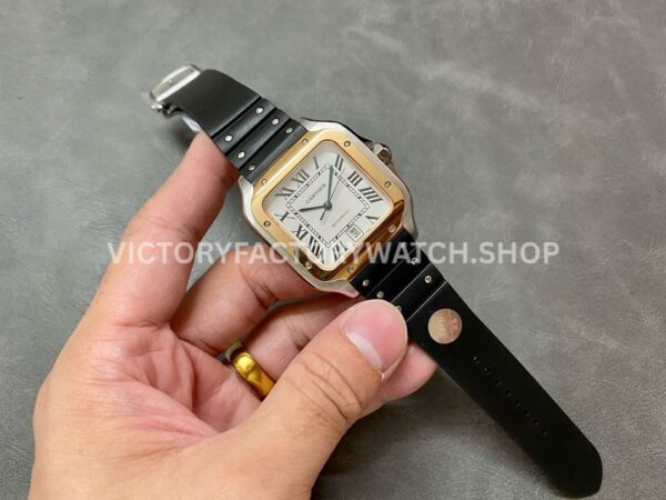 THB Factory Cartier Santos W2SA0009 39.8mm Steel Rubber Strap Roman Numerals Silver Dial (3) THB Factory Cartier Santos W2SA0009 39.8mm Steel Rubber Strap Roman Numerals Silver Dial