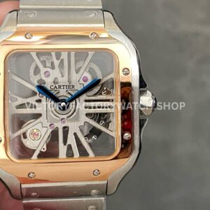 THB Factory Cartier Santos WHSA0012 yellow gold-tone bezel skeleton dial