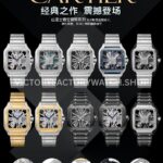 THB Factory Cartier Santos WHSA0012 39.8mm Full Steel Yellow Gold Bezel Silver Roman Numerals Skeleton Dial (5) THB Factory Cartier Santos WHSA0012 39.8mm Full Steel Yellow Gold Bezel Silver Roman Numerals Skeleton Dial