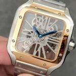 THB Factory Cartier Santos WHSA0012 39.8mm Full Steel Yellow Gold Bezel Silver Roman Numerals Skeleton Dial (7) THB Factory Cartier Santos WHSA0012 39.8mm Full Steel Yellow Gold Bezel Silver Roman Numerals Skeleton Dial