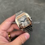 THB Factory Cartier Santos WHSA0012 39.8mm Full Steel Yellow Gold Bezel Silver Roman Numerals Skeleton Dial (9) THB Factory Cartier Santos WHSA0012 39.8mm Full Steel Yellow Gold Bezel Silver Roman Numerals Skeleton Dial