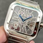 THB Factory Cartier Santos WHSA0015 39.8mm Full Steel Silver Roman Numerals Skeleton Dial