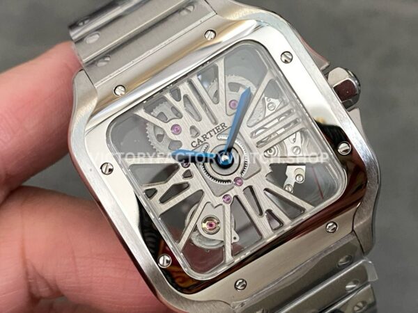 THB Factory Cartier Santos WHSA0015 39.8mm Full Steel Silver Roman Numerals Skeleton Dial
