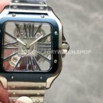 THB Factory Cartier Santos WHSA0027 black Roman numeral skeleton watch