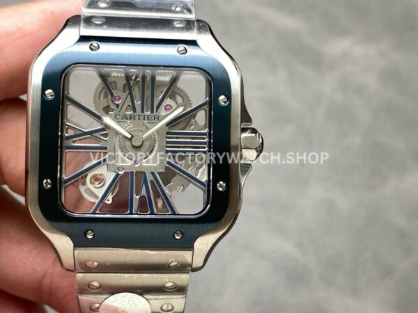 THB Factory Cartier Santos WHSA0027 black Roman numeral skeleton watch