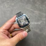 THB Factory Cartier Santos WHSA0026 39.8mm Full Steel Blue Roman Numerals Skeleton Dial