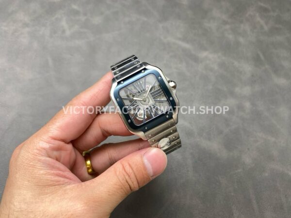 THB Factory Cartier Santos WHSA0026 39.8mm Full Steel Blue Roman Numerals Skeleton Dial