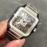 THB Factory Cartier Santos WHSA0027 39.8mm Full Steel Black Roman Numerals Skeleton Dial (2) THB Factory Cartier Santos WHSA0027 39.8mm Full Steel Black Roman Numerals Skeleton Dial