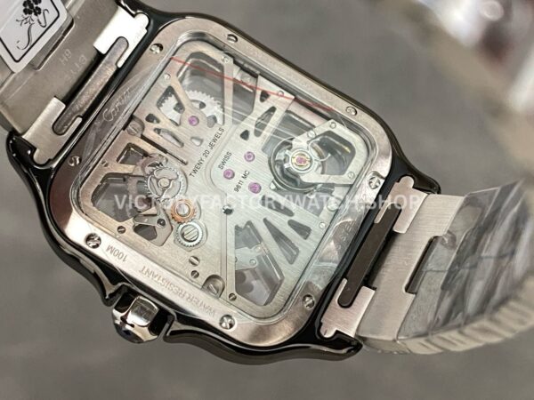 THB Factory Cartier Santos WHSA0027 39.8mm Full Steel Black Roman Numerals Skeleton Dial (8) THB Factory Cartier Santos WHSA0027 39.8mm Full Steel Black Roman Numerals Skeleton Dial