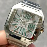 THB Factory Cartier Santos WHSA0028 39.8mm Full Steel Green Roman Numerals Skeleton Dial (3) THB Factory Cartier Santos WHSA0028 39.8mm Full Steel Green Roman Numerals Skeleton Dial
