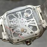 THB Factory Cartier Santos WHSA0028 39.8mm Full Steel Green Roman Numerals Skeleton Dial (5) THB Factory Cartier Santos WHSA0028 39.8mm Full Steel Green Roman Numerals Skeleton Dial