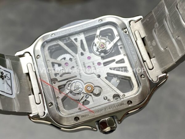 THB Factory Cartier Santos WHSA0028 39.8mm Full Steel Green Roman Numerals Skeleton Dial (5) THB Factory Cartier Santos WHSA0028 39.8mm Full Steel Green Roman Numerals Skeleton Dial
