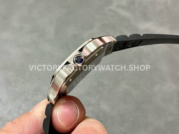THB Factory Cartier Santos WSSA0018 39.8mm Steel Rubber Strap Roman Numerals Silver Dial (10) THB Factory Cartier Santos WSSA0018 39.8mm Steel Rubber Strap Roman Numerals Silver Dial