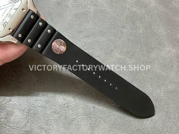 THB Factory Cartier Santos WSSA0018 39.8mm Steel Rubber Strap Roman Numerals Silver Dial (4) THB Factory Cartier Santos WSSA0018 39.8mm Steel Rubber Strap Roman Numerals Silver Dial