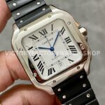 THB Factory Cartier Santos WSSA0018 39.8mm Steel Rubber Strap Roman Numerals Silver Dial (7) THB Factory Cartier Santos WSSA0018 39.8mm Steel Rubber Strap Roman Numerals Silver Dial