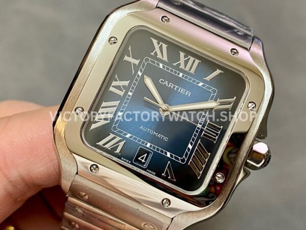 THB Factory Cartier Santos WSSA0030 39.8mm Full Steel Roman Numerals Blue Dial (10) THB Factory Cartier Santos WSSA0030 39.8mm Full Steel Roman Numerals Blue Dial