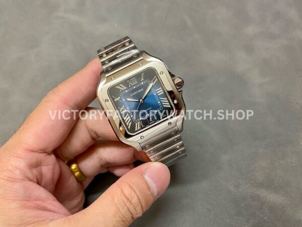 THB Factory Cartier Santos WSSA0030 39.8mm Full Steel Roman Numerals Blue Dial (4) THB Factory Cartier Santos WSSA0030 39.8mm Full Steel Roman Numerals Blue Dial
