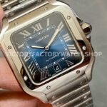THB Factory Cartier Santos WSSA0030 39.8mm Full Steel Roman Numerals Blue Dial (8) THB Factory Cartier Santos WSSA0030 39.8mm Full Steel Roman Numerals Blue Dial