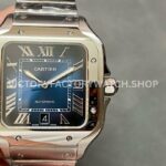 THB Factory Cartier Santos WSSA0030 39.8mm Full Steel Roman Numerals Blue Dial (9) THB Factory Cartier Santos WSSA0030 full steel blue dial