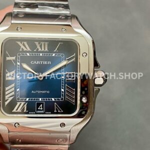 THB Factory Cartier Santos WSSA0030 39.8mm Full Steel Roman Numerals Blue Dial (9) THB Factory Cartier Santos WSSA0030 full steel blue dial