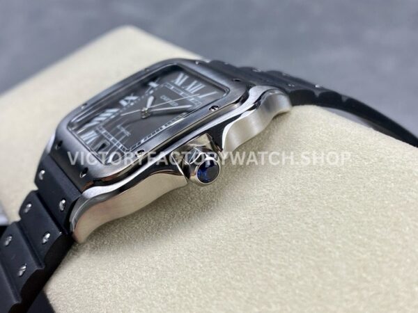 THB Factory Cartier Santos WSSA0037 39.8mm Steel Rubber Strap Roman Numerals Grey Dial (1) THB Factory Cartier Santos WSSA0037 39.8mm Steel Rubber Strap Roman Numerals Grey Dial
