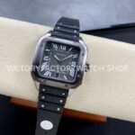 THB Factory Cartier Santos WSSA0037 39.8mm Steel Rubber Strap Roman Numerals Grey Dial (10) THB Factory Cartier Santos WSSA0037 39.8mm Steel Rubber Strap Roman Numerals Grey Dial