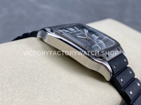 THB Factory Cartier Santos WSSA0037 39.8mm Steel Rubber Strap Roman Numerals Grey Dial (3) THB Factory Cartier Santos WSSA0037 39.8mm Steel Rubber Strap Roman Numerals Grey Dial