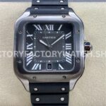 THB Factory Cartier Santos WSSA0037 39.8mm Steel Rubber Strap Roman Numerals Grey Dial (5) THB Factory Cartier Santos WSSA0037 grey dial rubber strap