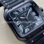 THB Factory Cartier Santos WSSA0039 39.8mm Steel Rubber Strap Roman Numerals Black Dial