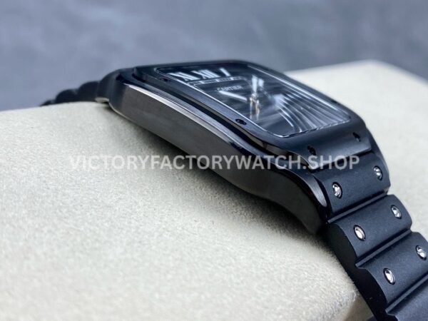 THB Factory Cartier Santos WSSA0039 39.8mm Steel Rubber Strap Roman Numerals Black Dial