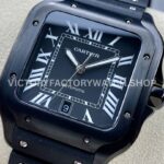 THB Factory Cartier Santos WSSA0039 39.8mm Steel Rubber Strap Roman Numerals Black Dial