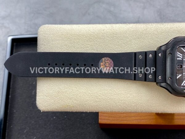 THB Factory Cartier Santos WSSA0039 39.8mm Steel Rubber Strap Roman Numerals Black Dial