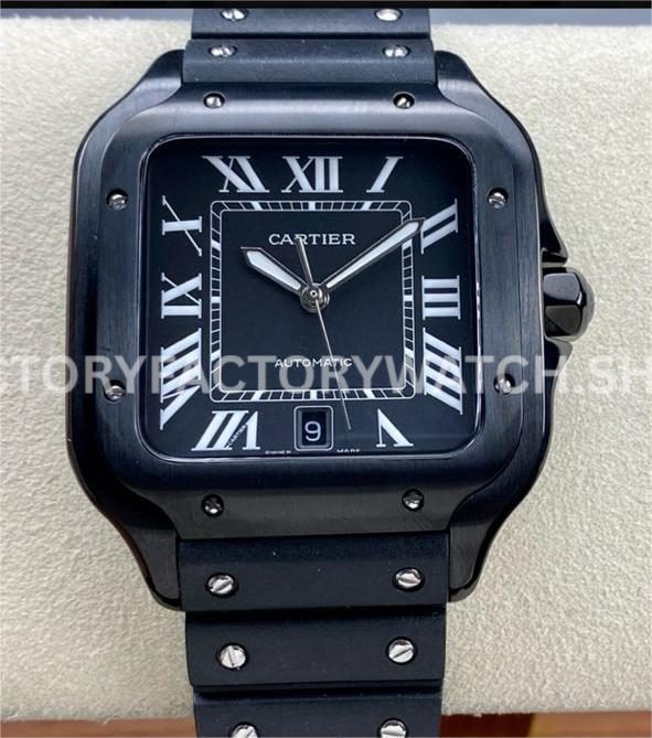 THB Factory Cartier Santos WSSA0039 black dial rubber strap