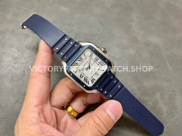 THB Factory Cartier Santos WSSA0047 39.8mm Steel Rubber Strap Roman Numerals Grey Dial