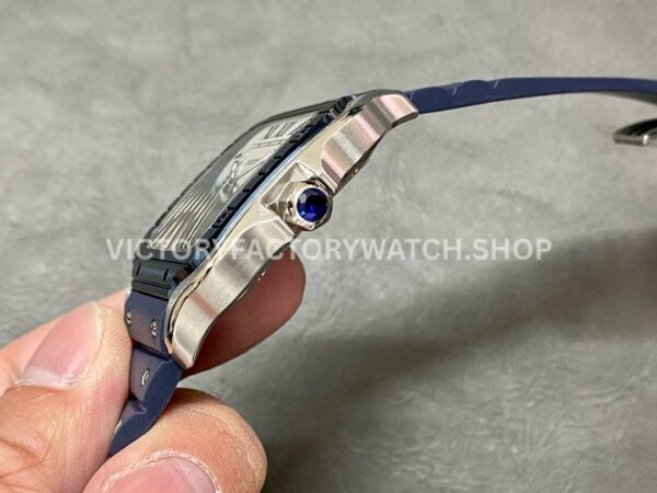 THB Factory Cartier Santos WSSA0047 39.8mm Steel Rubber Strap Roman Numerals Grey Dial
