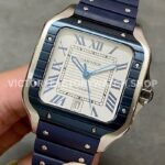 THB Factory Cartier Santos WSSA0047 39.8mm Steel Rubber Strap Roman Numerals Grey Dial