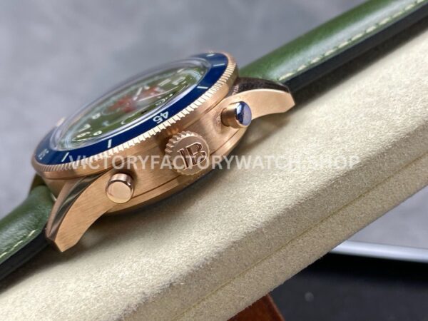 TW Factory Blancpain Air Command AC02-12B53-63B 42.5mm Rose Gold Calfskin Vintage ( TW Factory Blancpain Air Command AC02-12B53-63B 42.5mm Rose Gold Calfskin Vintage Leather Strap Blue Ceramic Bezel Avocado Green Dial