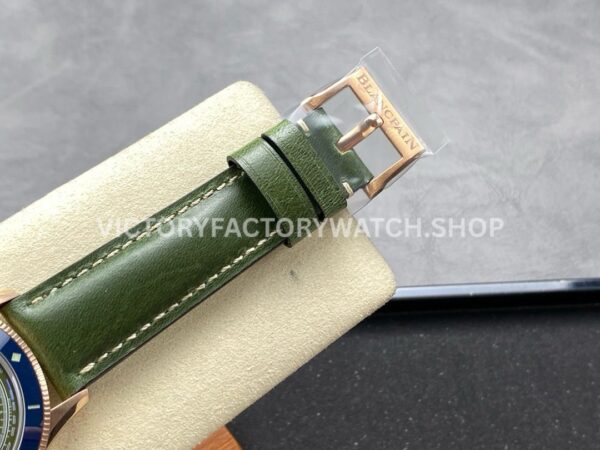 TW Factory Blancpain Air Command AC02-12B53-63B 42.5mm Rose Gold Calfskin Vintage (1) TW Factory Blancpain Air Command AC02-12B53-63B 42.5mm Rose Gold Calfskin Vintage Leather Strap Blue Ceramic Bezel Avocado Green Dial