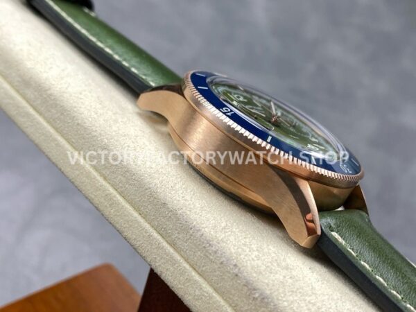 TW Factory Blancpain Air Command AC02-12B53-63B 42.5mm Rose Gold Calfskin Vintage ( (6) TW Factory Blancpain Air Command AC02-12B53-63B 42.5mm Rose Gold Calfskin Vintage Leather Strap Blue Ceramic Bezel Avocado Green Dial