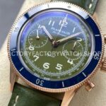 TW Factory Blancpain Air Command AC02-12B53-63B 42.5mm Rose Gold Calfskin Vintage ( (7) TW Factory Blancpain Air Command AC02-12B53-63B 42.5mm Rose Gold Calfskin Vintage Leather Strap Blue Ceramic Bezel Avocado Green Dial