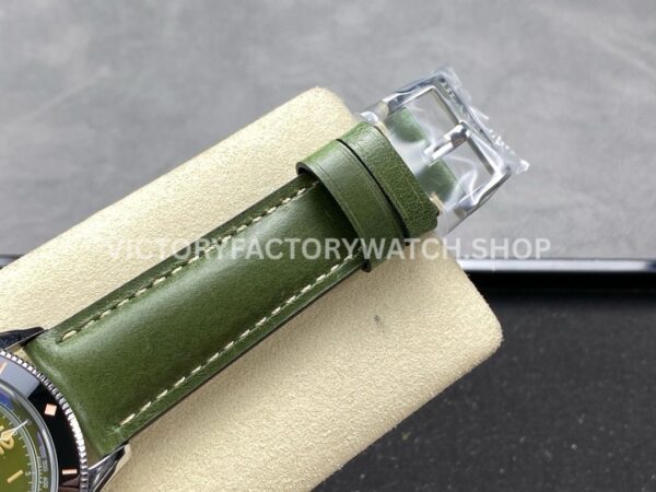 TW Factory Blancpain Air Command AC02-12B53-63B 42.5mm Steel Calfskin Vintage Leathe (1) TW Factory Blancpain Air Command AC02-12B53-63B 42.5mm Steel Calfskin Vintage Leather Strap Black Ceramic Bezel Avocado Green Dial