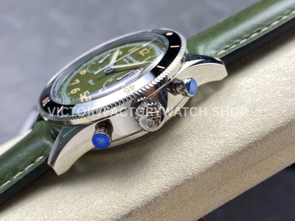 TW Factory Blancpain Air Command AC02-12B53-63B 42.5mm Steel Calfskin Vintage Leathe ( (3) TW Factory Blancpain Air Command AC02-12B53-63B 42.5mm Steel Calfskin Vintage Leather Strap Black Ceramic Bezel Avocado Green Dial