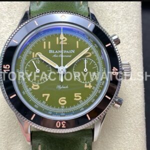 TW Factory Blancpain Air Command AC02-12B53-63B 42.5mm Steel Calfskin Vintage Leathe ( (5) TW Factory Blancpain Air Command AC02-12B53-63B 42.5mm steel black ceramic bezel green dial